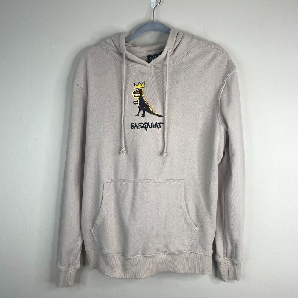Jean Michel Basquiat Logo Dino Hoodie Jacket Medium Embroidered Urban Hip Skater